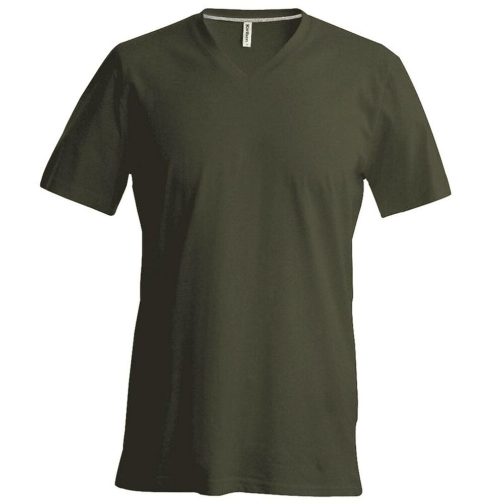 Kariban Mens Short Sleeve V Neck Slim Fit T-Shirt / Khaki